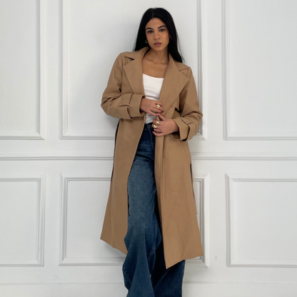 Leather Beige trench coat