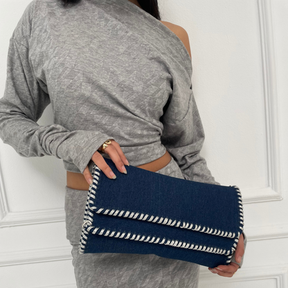 Denim clutch bag