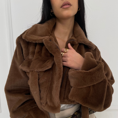 Brown Short Fur Jacket