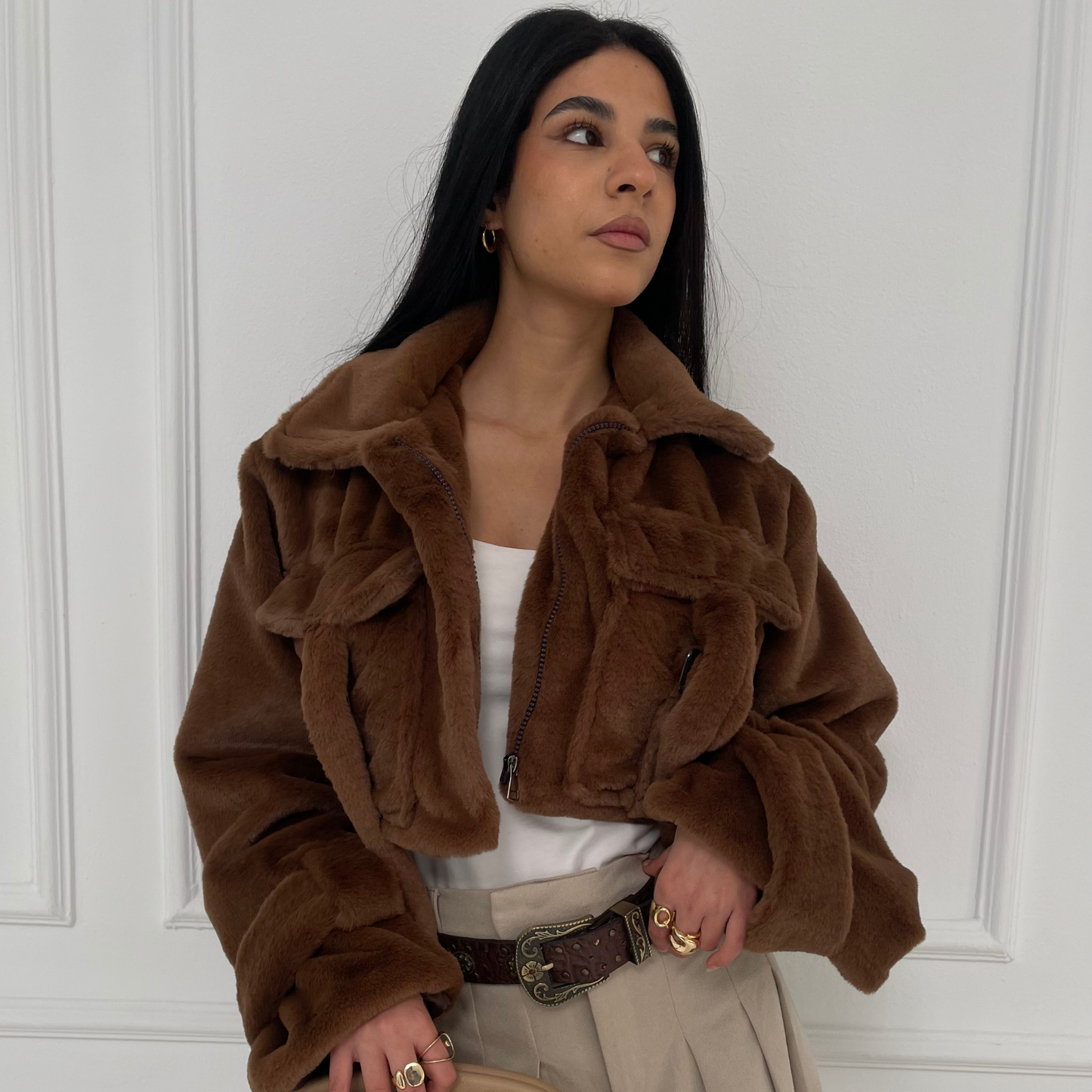 Brown Short Fur Jacket