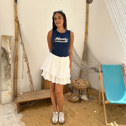 Summer Boho white Mini Skirt