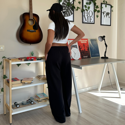 Black wide leg sweatpants