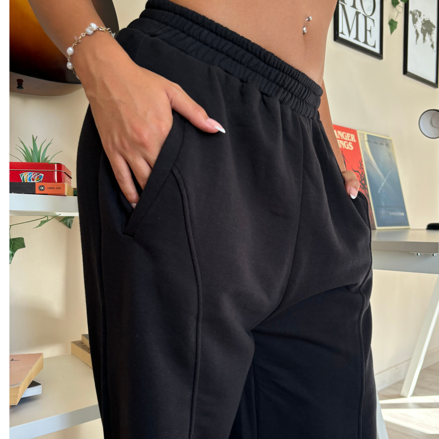 Black wide leg sweatpants