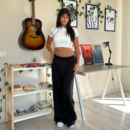 Black wide leg sweatpants
