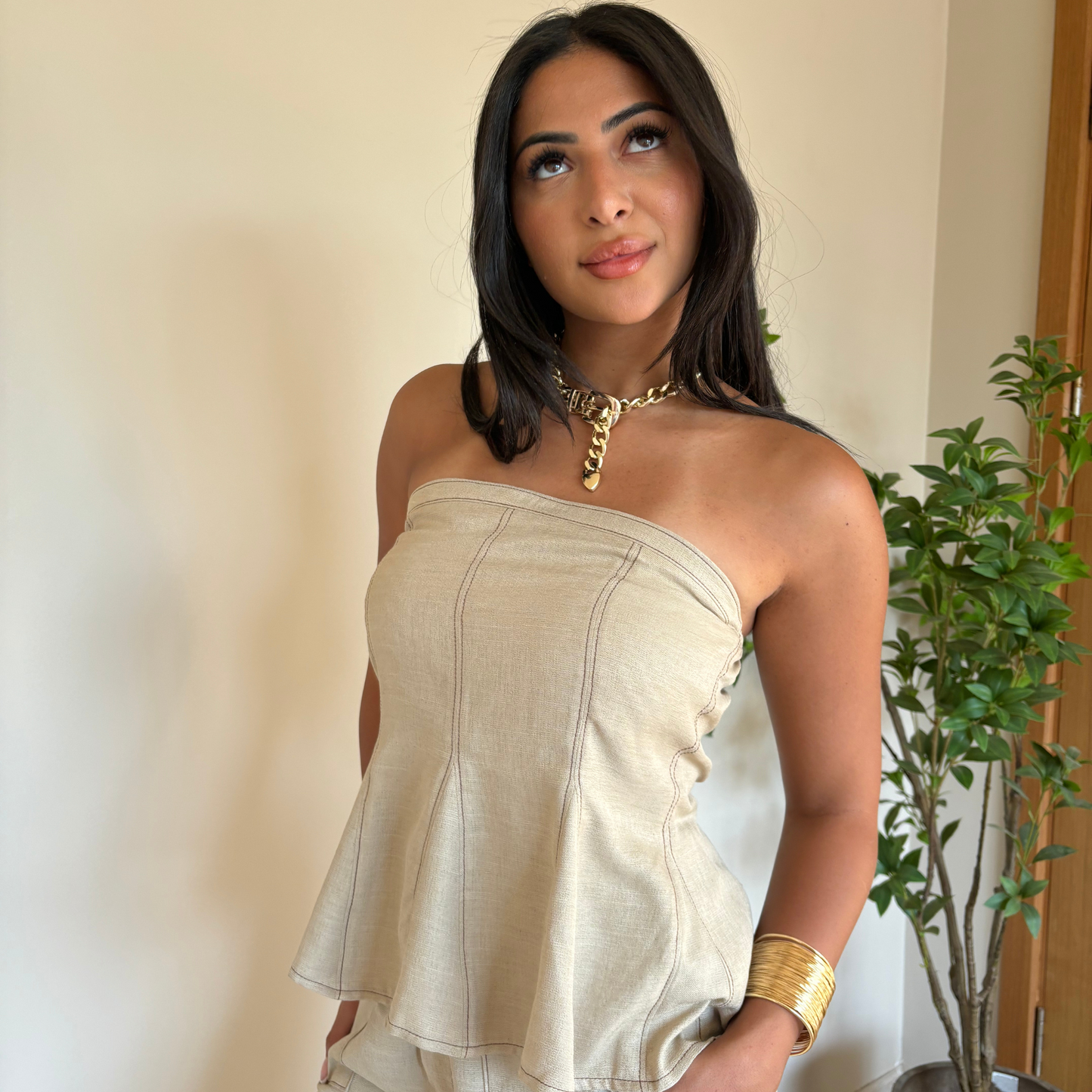 Strapless corset beige Set