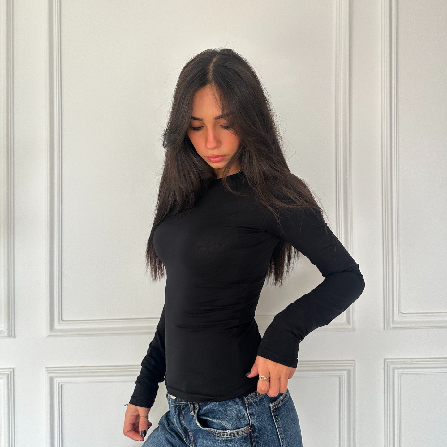 Black basic Long Sleeve Top