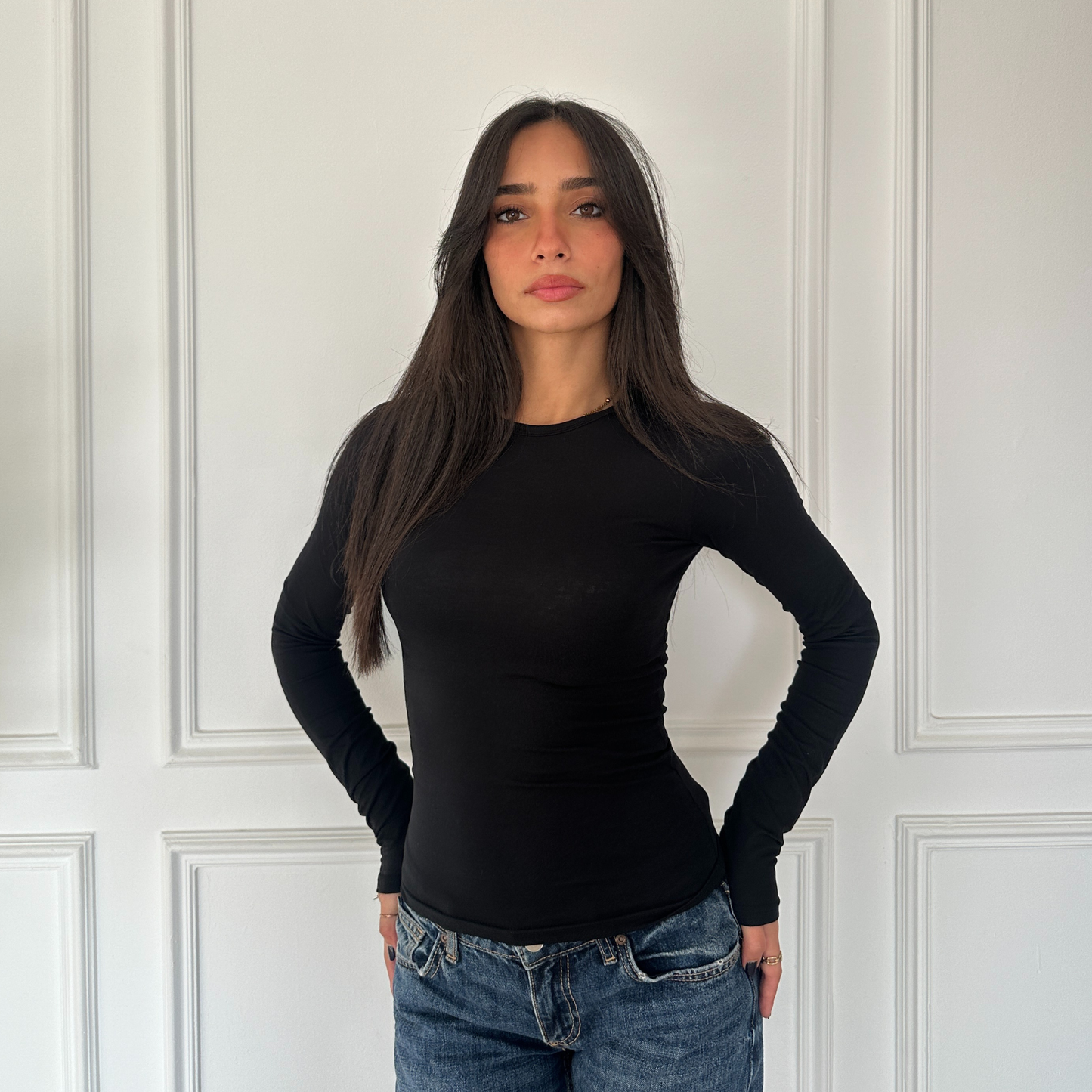 Black basic Long Sleeve Top