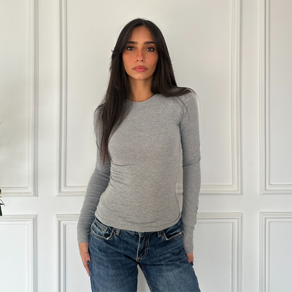 Grey Basic long sleeve Top