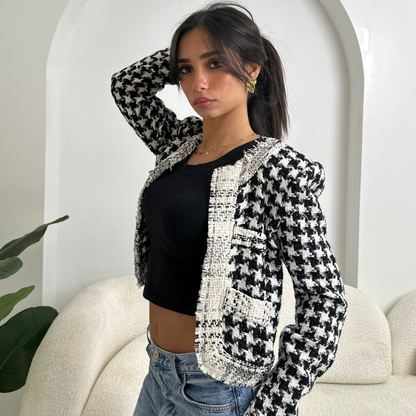 Short length Tweed Jacket with front pocket