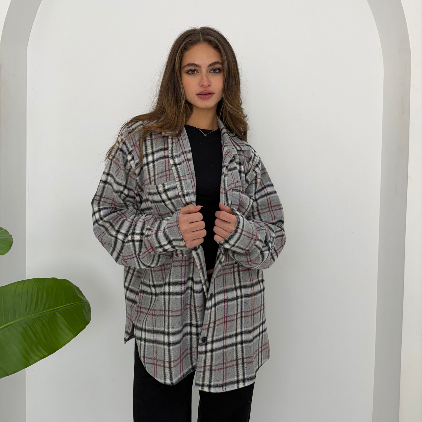 Light Grey Plaid Shirt
