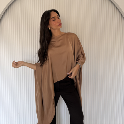 Caramel Draped Cape Top