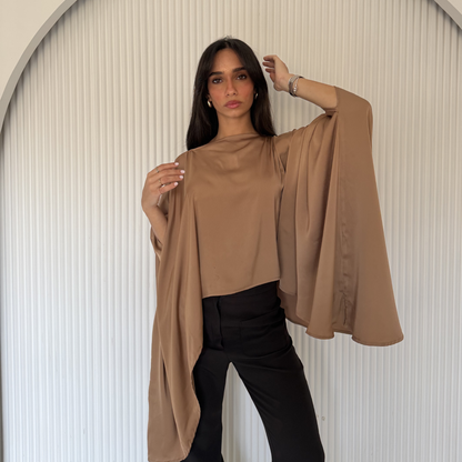 Caramel Draped Cape Top