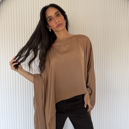 Caramel Draped Cape Top