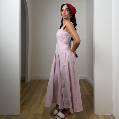 Pink Pinstriped Maxi Dress