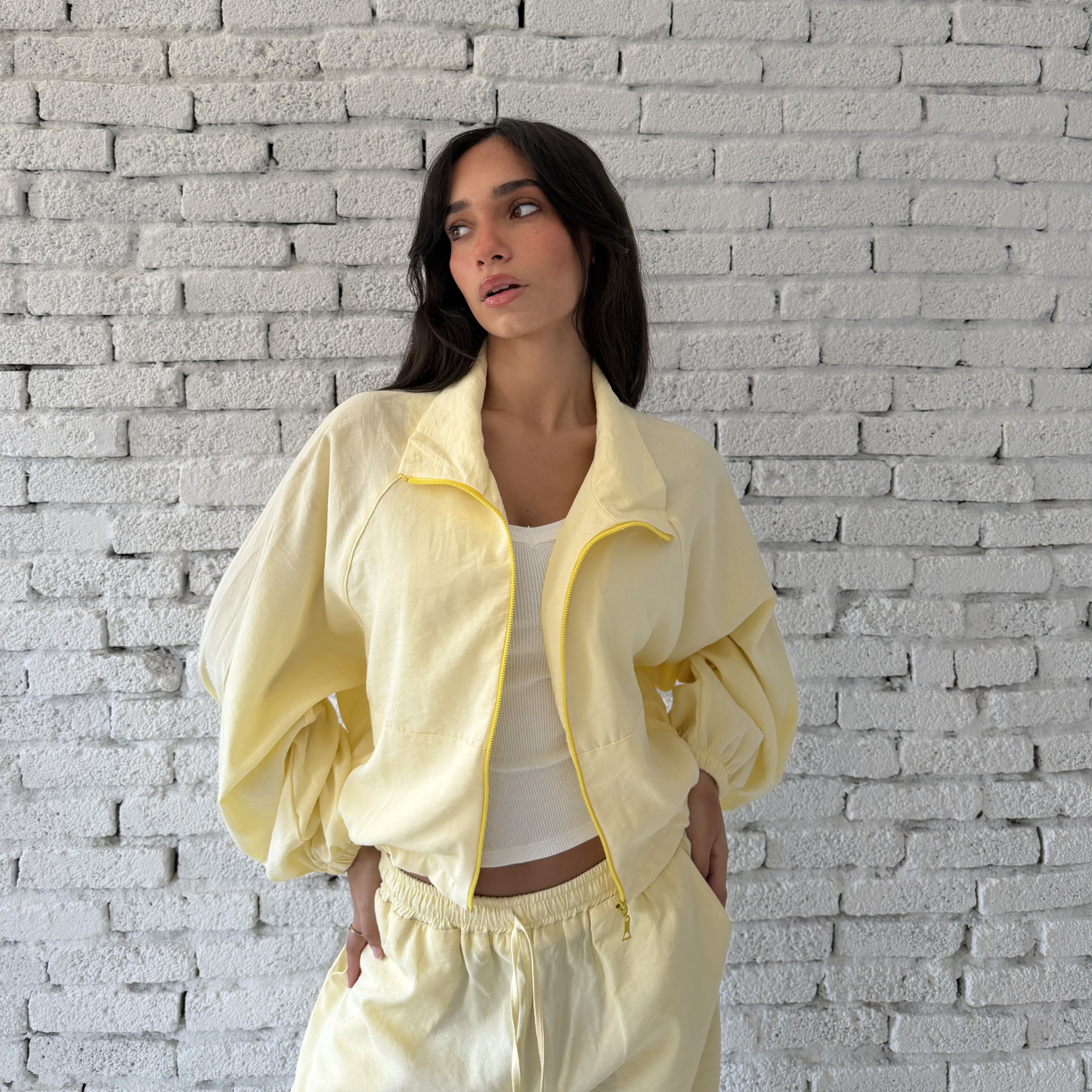 Yellow Zip-Up Summer Linen Jacket