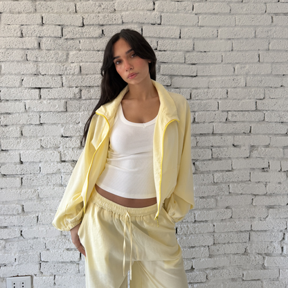 Yellow Zip-Up Summer Linen Jacket