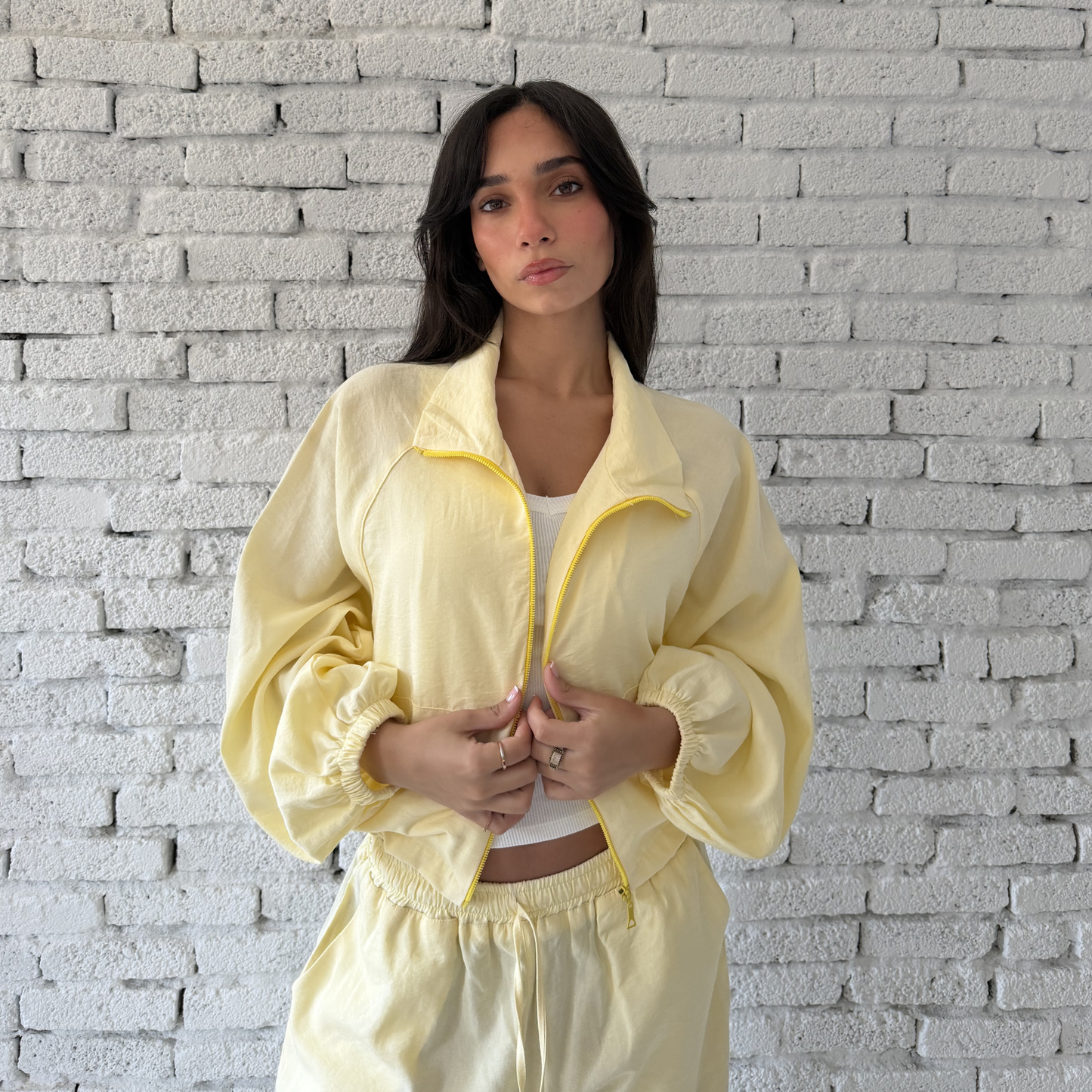 Yellow Zip-Up Summer Linen Jacket