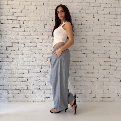 Gray Checkered Balloon Pants