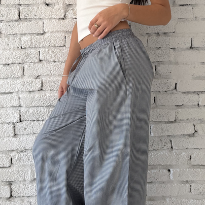 Gray Checkered Balloon Pants
