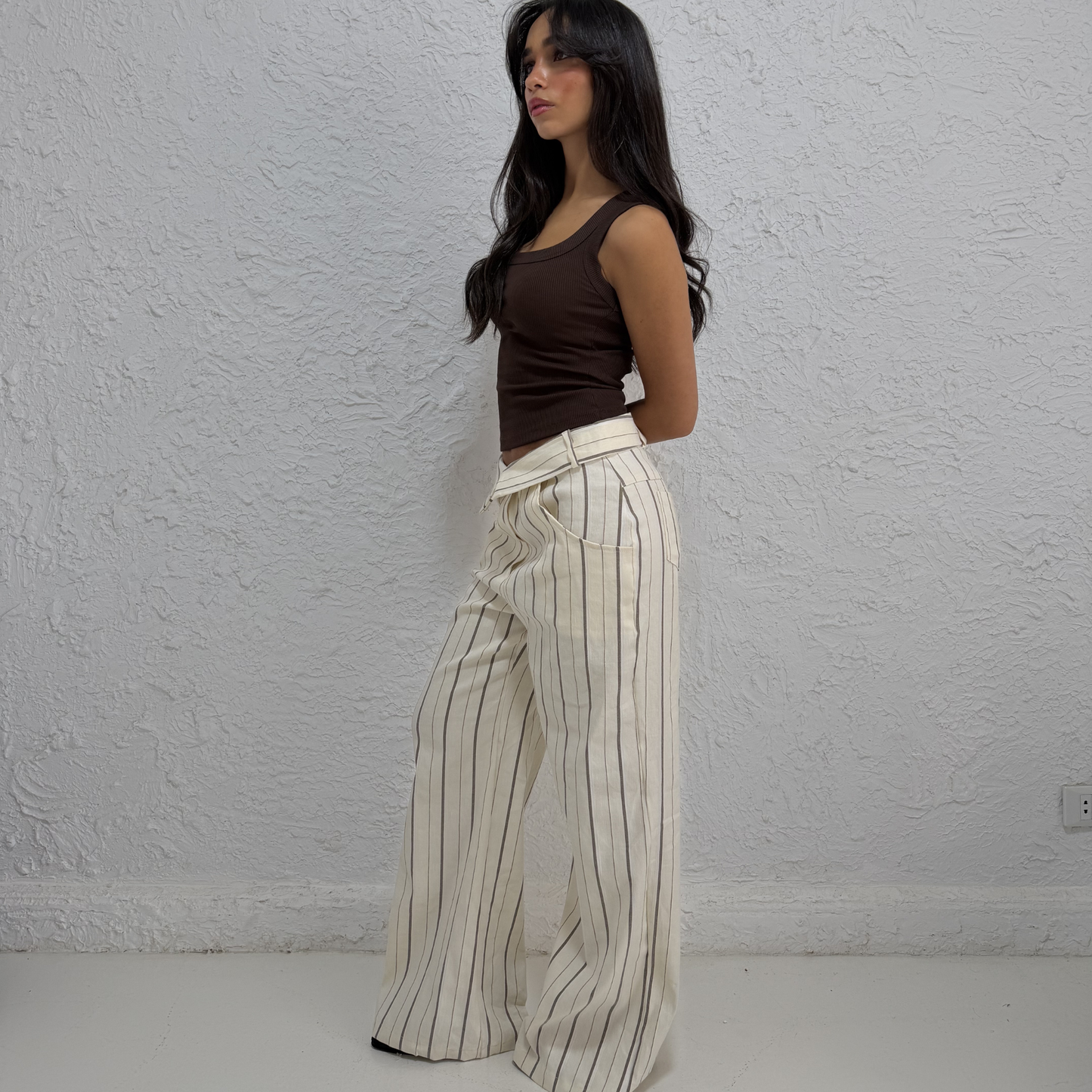 Striped Wide-Leg Tie-Waist Pants
