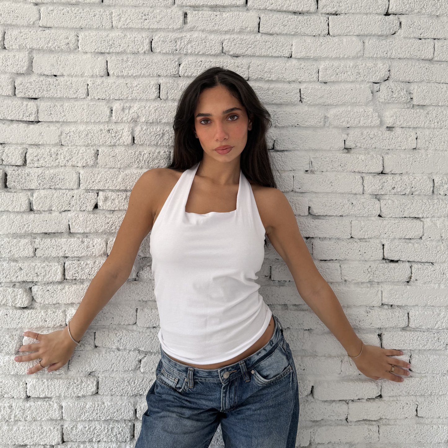White Basic Halter Neck
