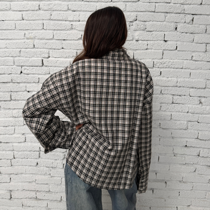 Black Checked Button-Up Shirt