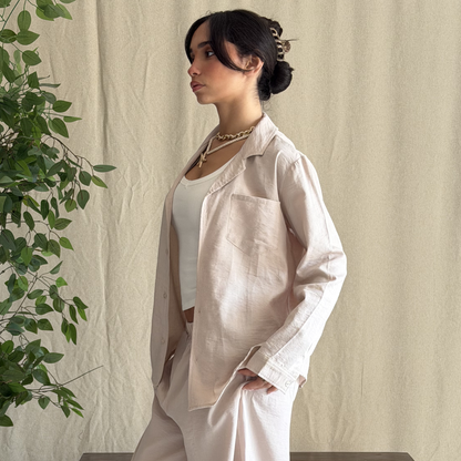Beige Linen Relaxed-Fit Shirt