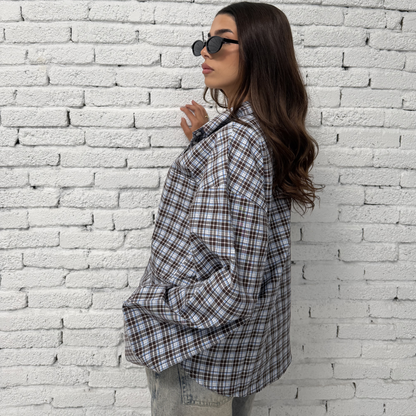 Brown Checked Button-Up Shirt