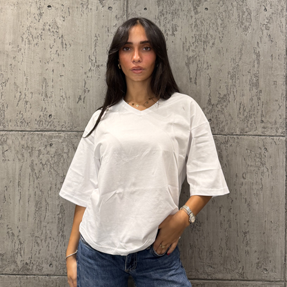 White Oversized Basic Top
