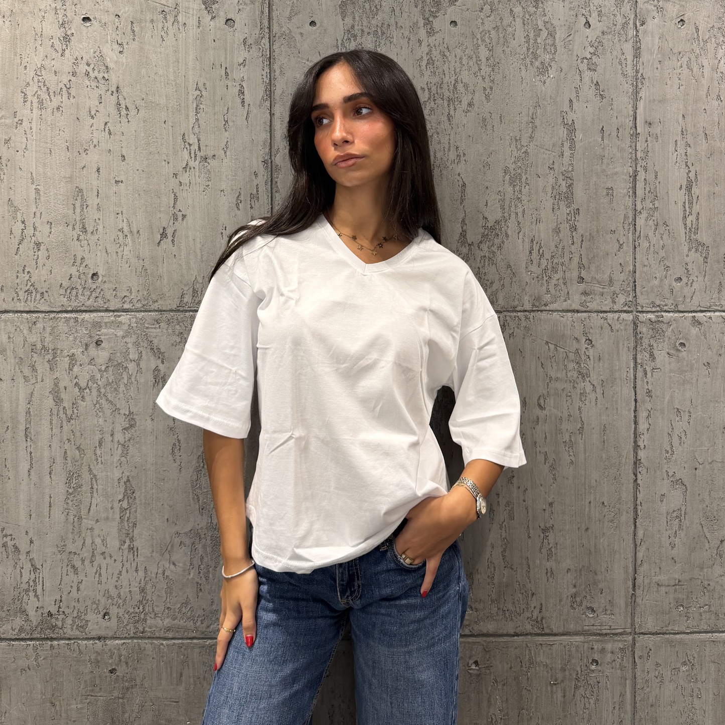 White Oversized Basic Top