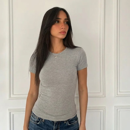 Gray Basic Short Sleeve Top