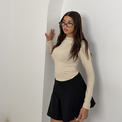 Creamy Beige Basic Long Sleeve Top
