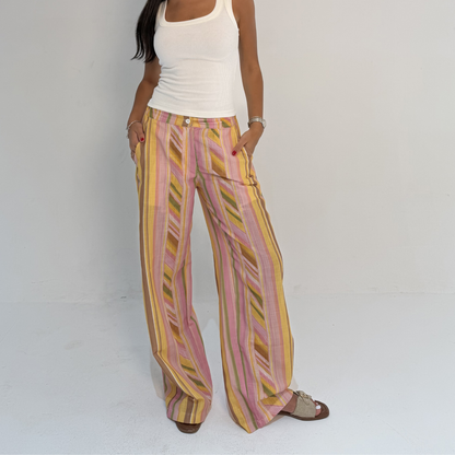 Linen Colorful Striped Pants