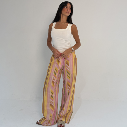 Linen Colorful Striped Pants