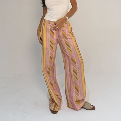 Linen Colorful Striped Pants