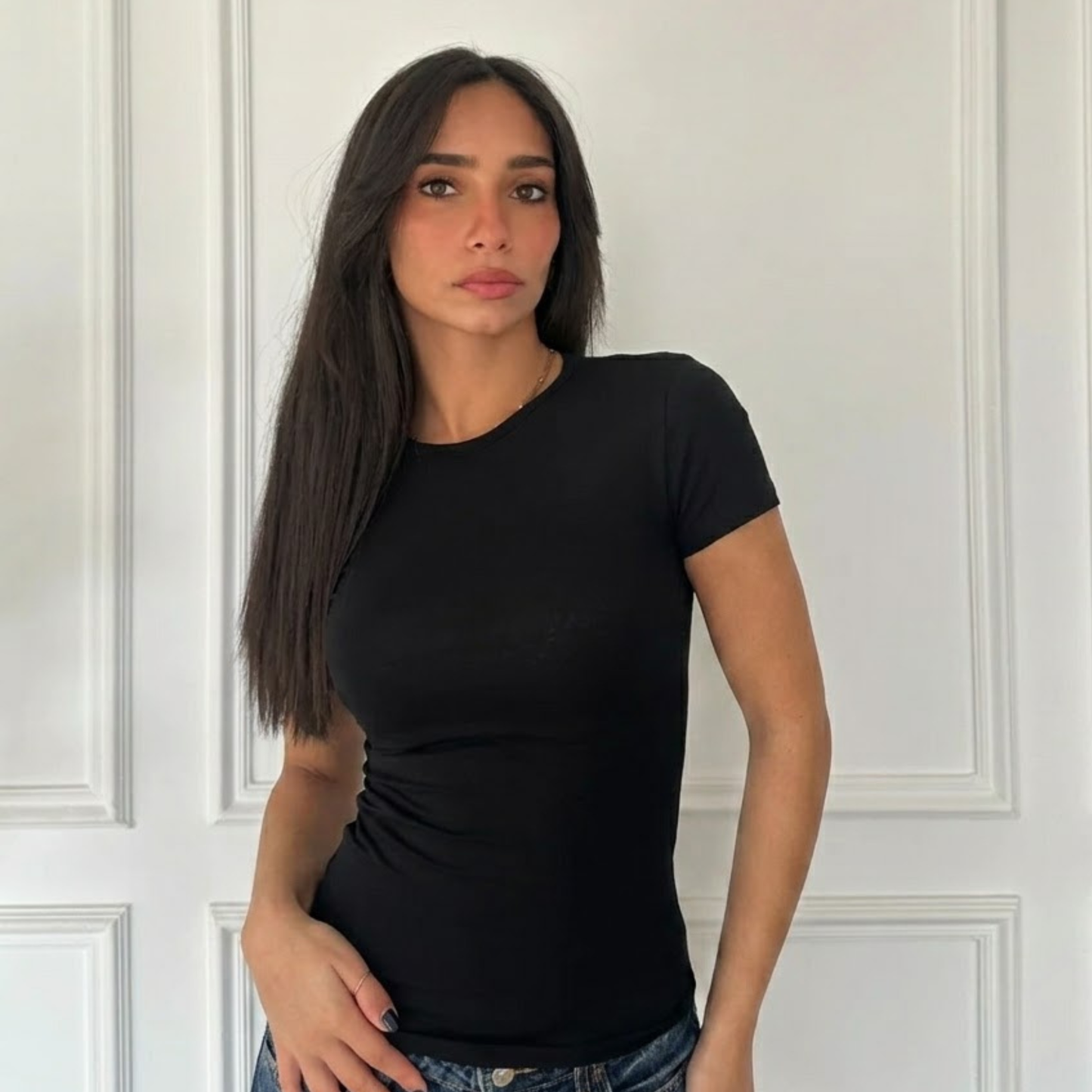 Black basic Short  Sleeve Top