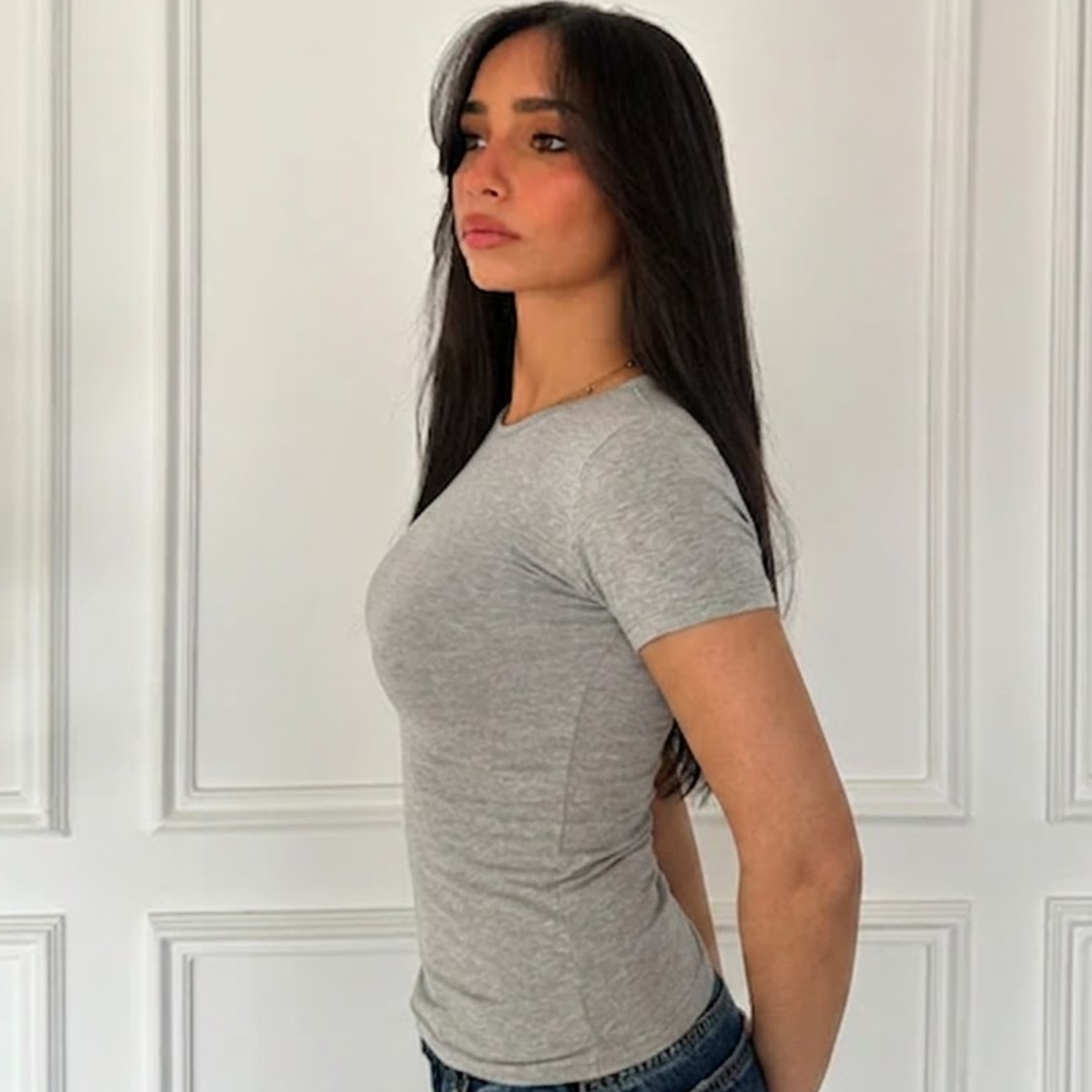 Gray Basic Short Sleeve Top