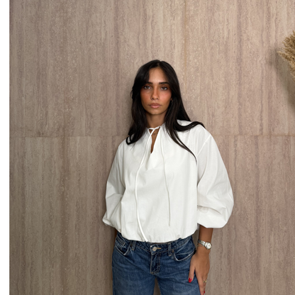 White Balloon sleeves Blouse