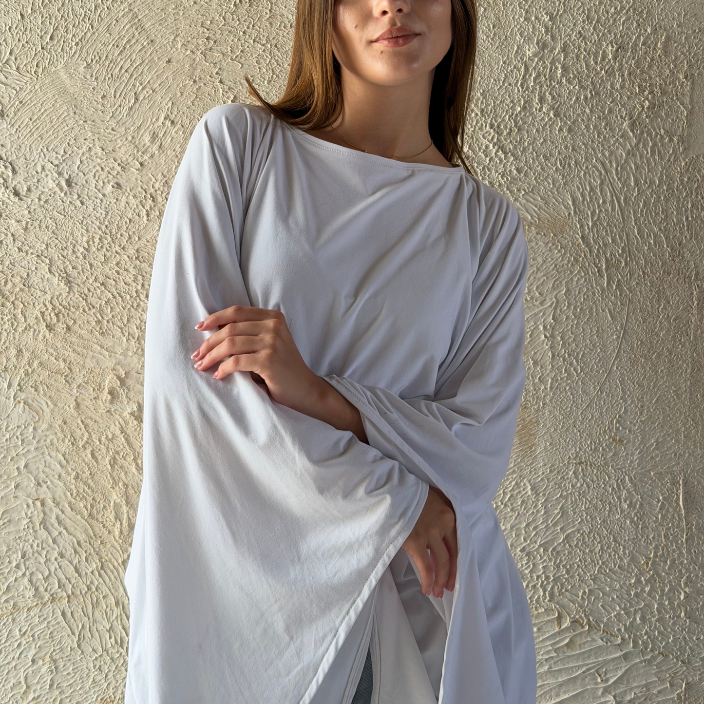 White Cape-Style Crop Top