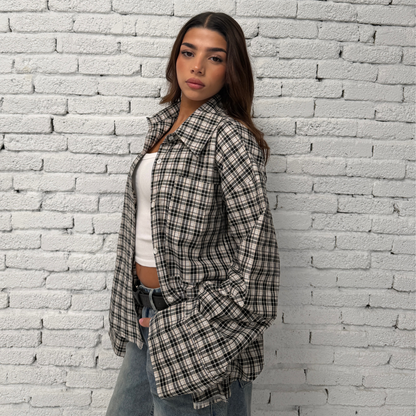 Black Checked Button-Up Shirt