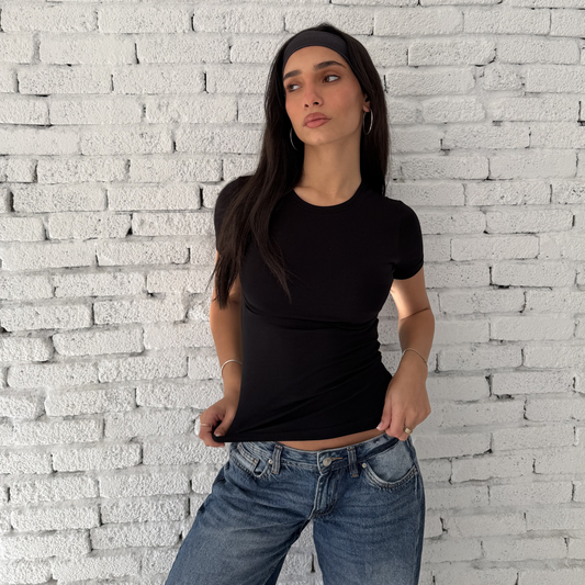 Black basic Short  Sleeve Top