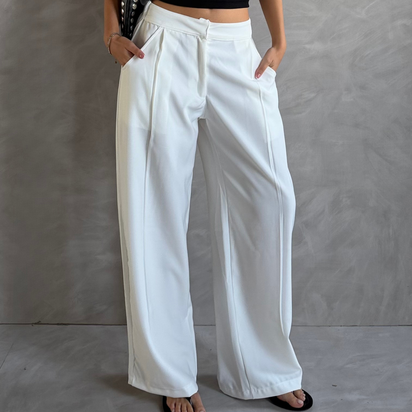 Off-White Wide-Leg Tailored Pants