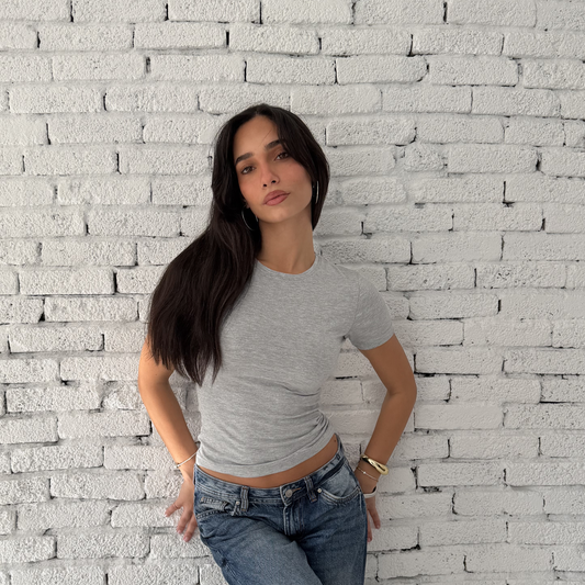 Gray Basic Short Sleeve Top