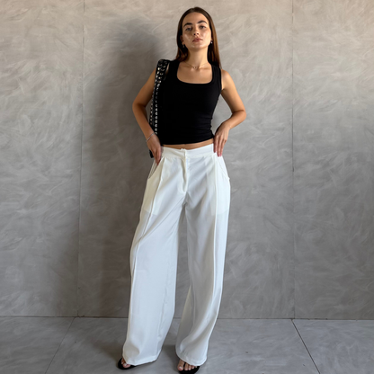 Off-White Wide-Leg Tailored Pants