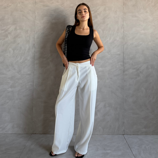 Off-White Wide-Leg Tailored Pants