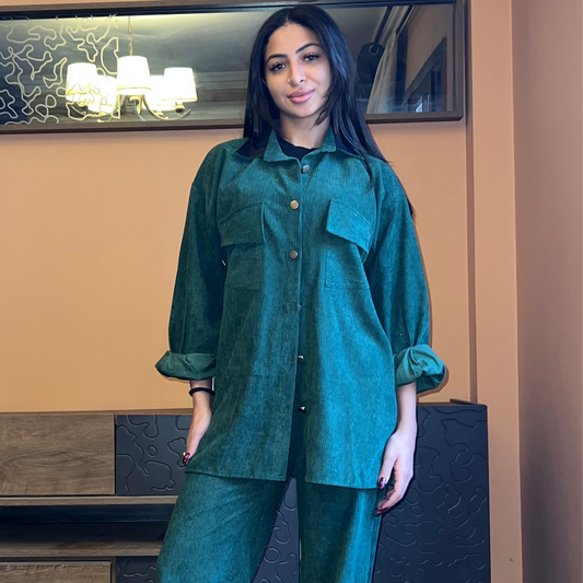 Green Corduroy Oversized Shirt