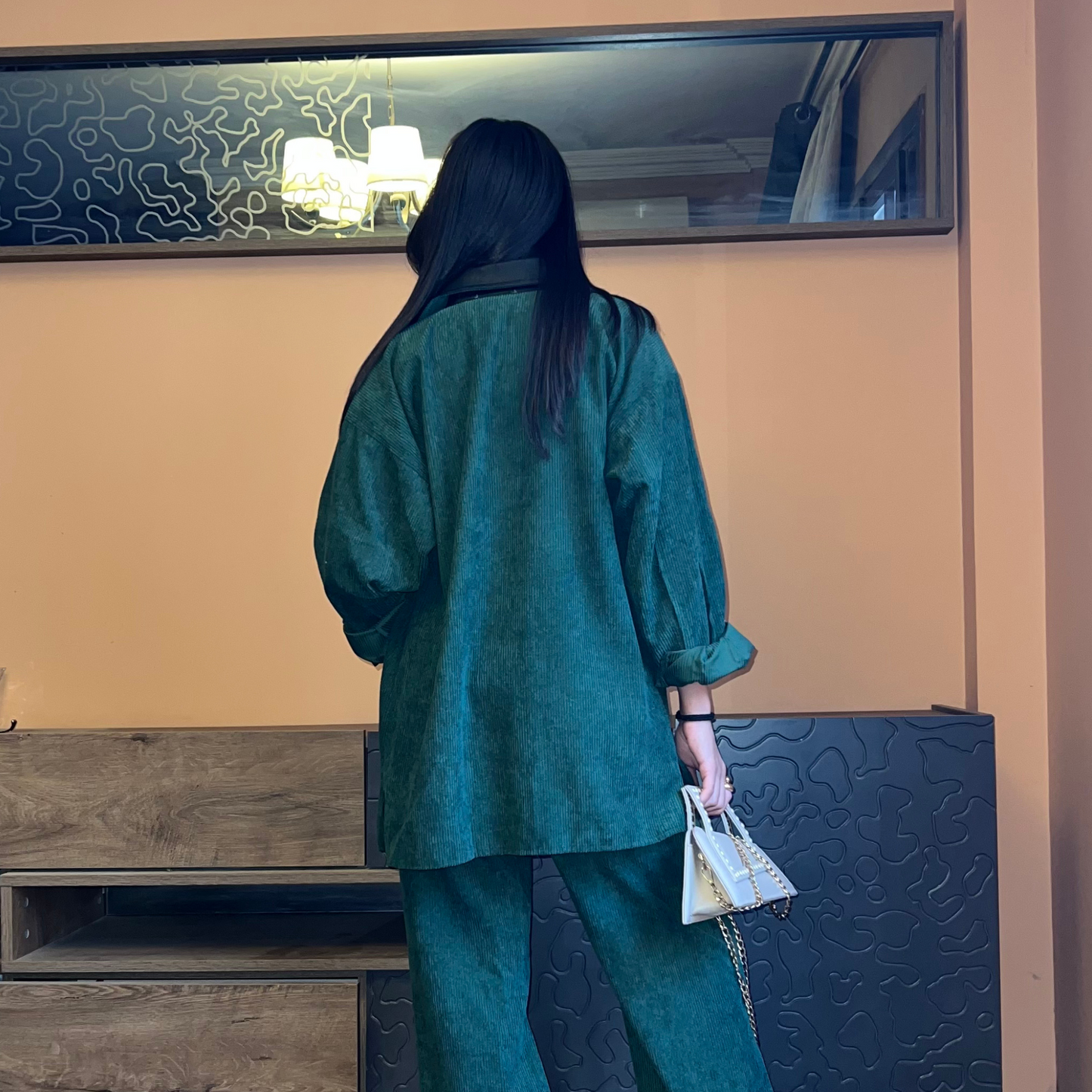 Green Corduroy Oversized Shirt