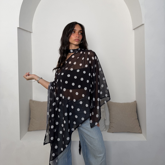 Polka dots Mesh Cover-Up