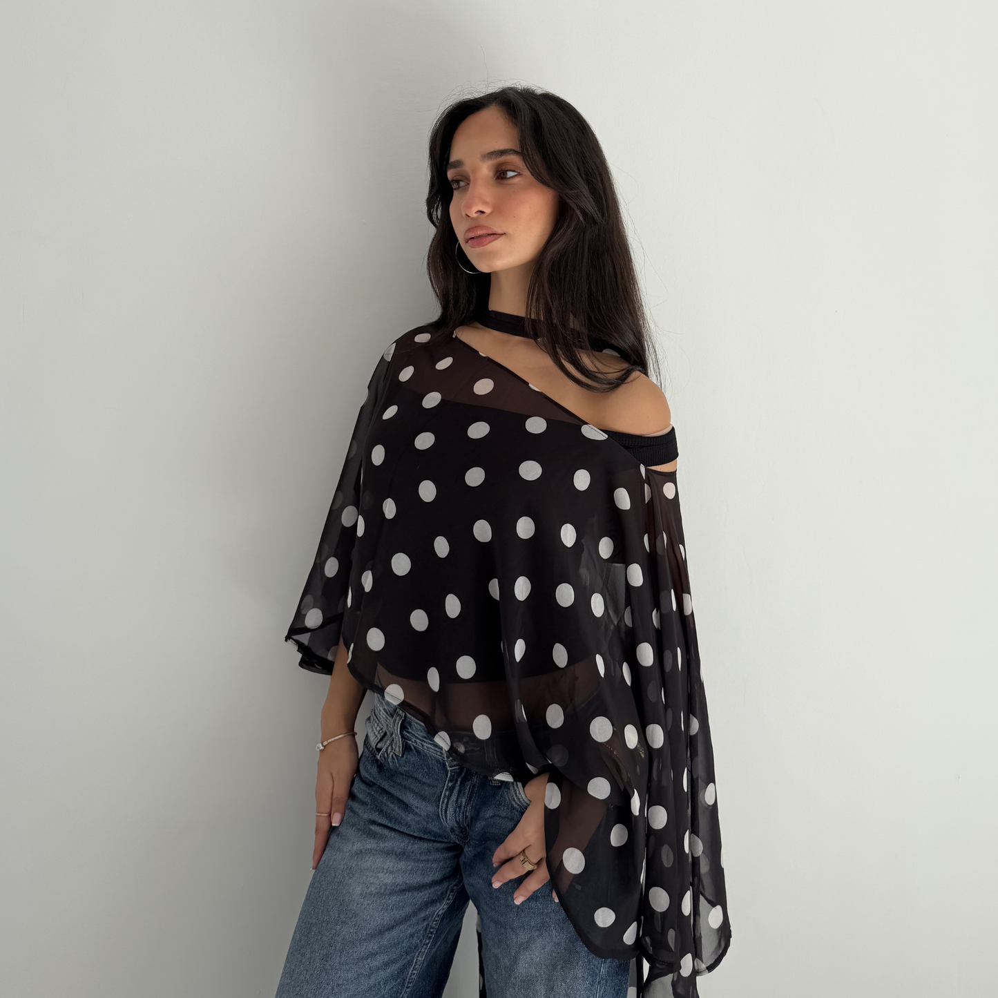 Polka Dot Sheer Cape Top