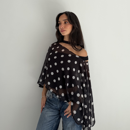 Polka Dot Sheer Cape Top